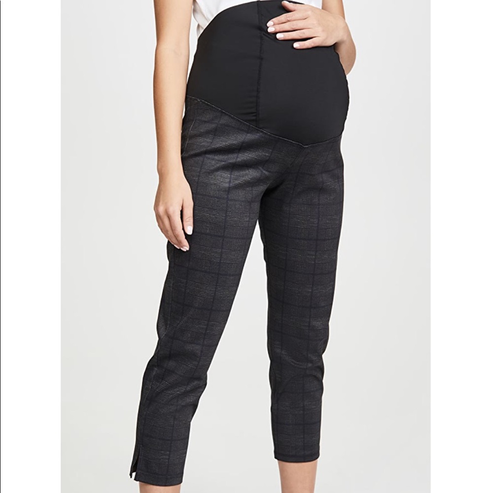 Ingrid and Isabel Grey Plaid Maternity Pants